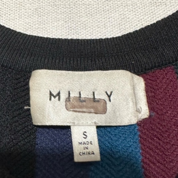 Milly Chevron Vertical Stripe Dress RTR S sleeveless bodycon - Picture 4 of 5